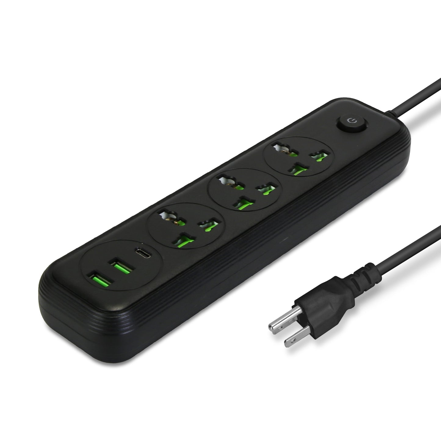 Power Strip with 5.9FT Extension Cord 3 AC Outlets and 2 USB A Ports 1 USB C
