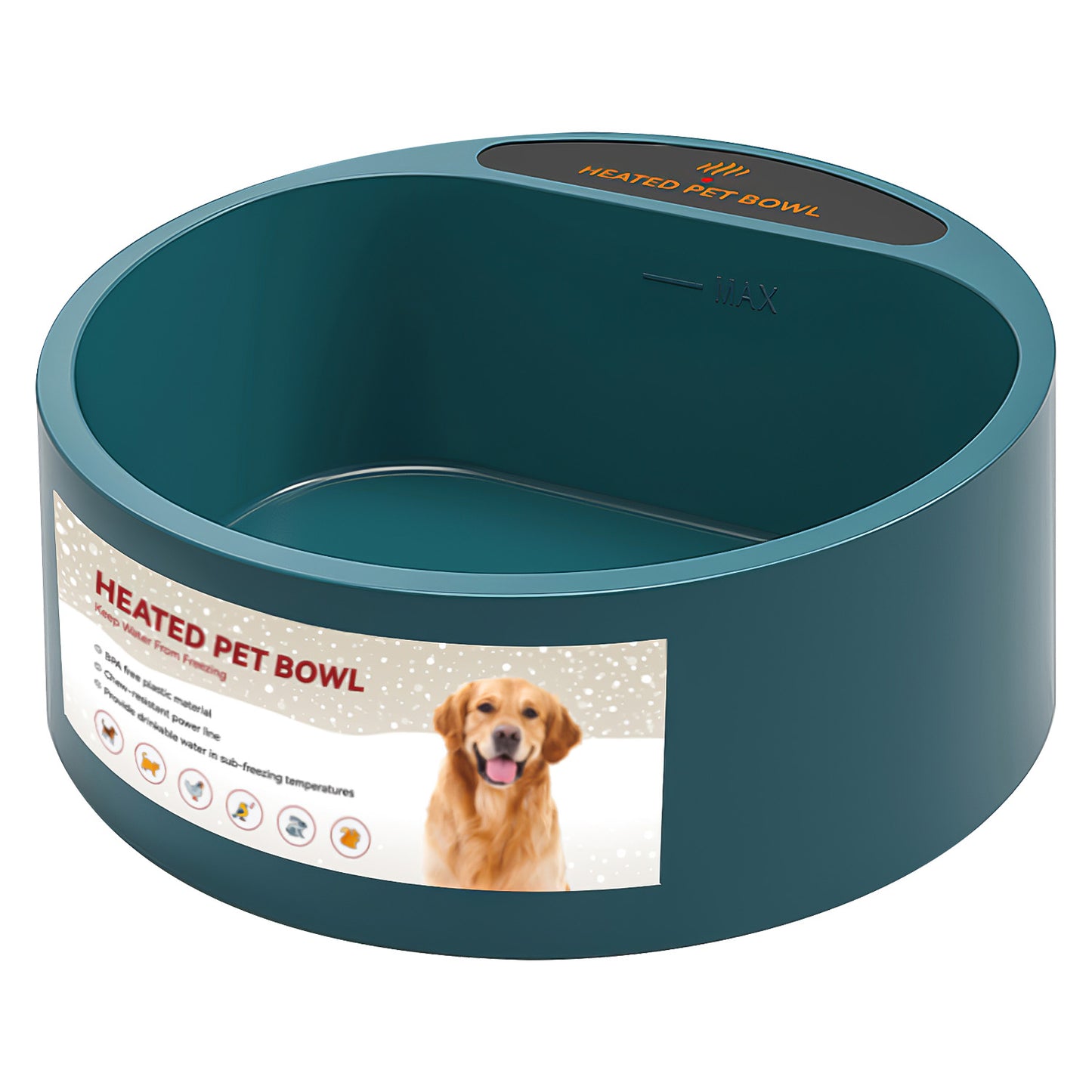 Heated Water Bowl for Dog Cat 74.4OZ Heating Water Dish IP67 Waterproof Thermal