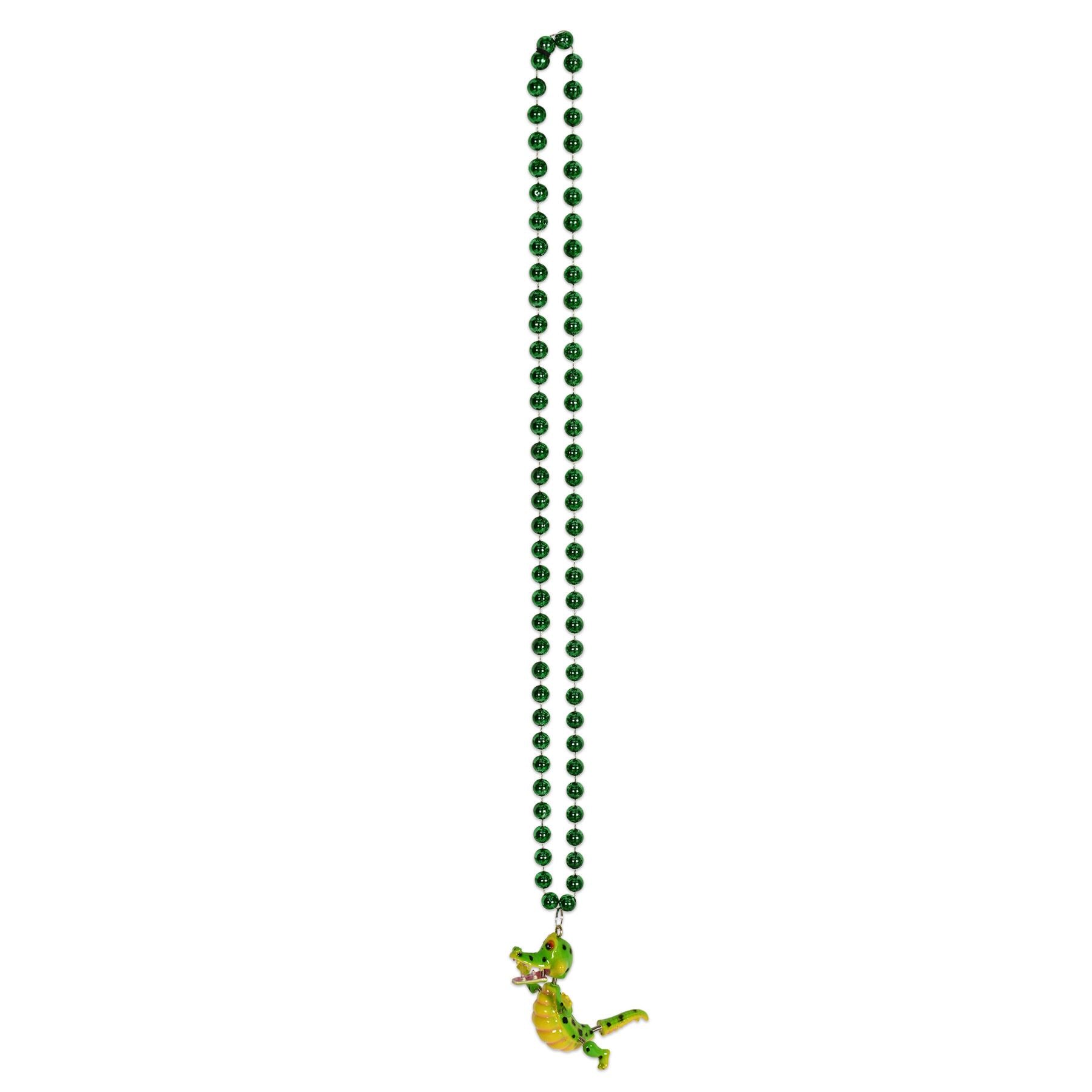 Beistle Beads w/Bobble Alligator Medallion - Mardi Gras | Party Supply