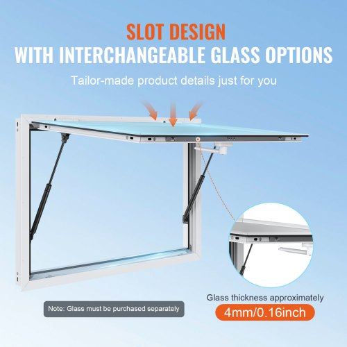 Concession Window 36"x24" Aluminum Alloy Food Truck Service Window with Awnin