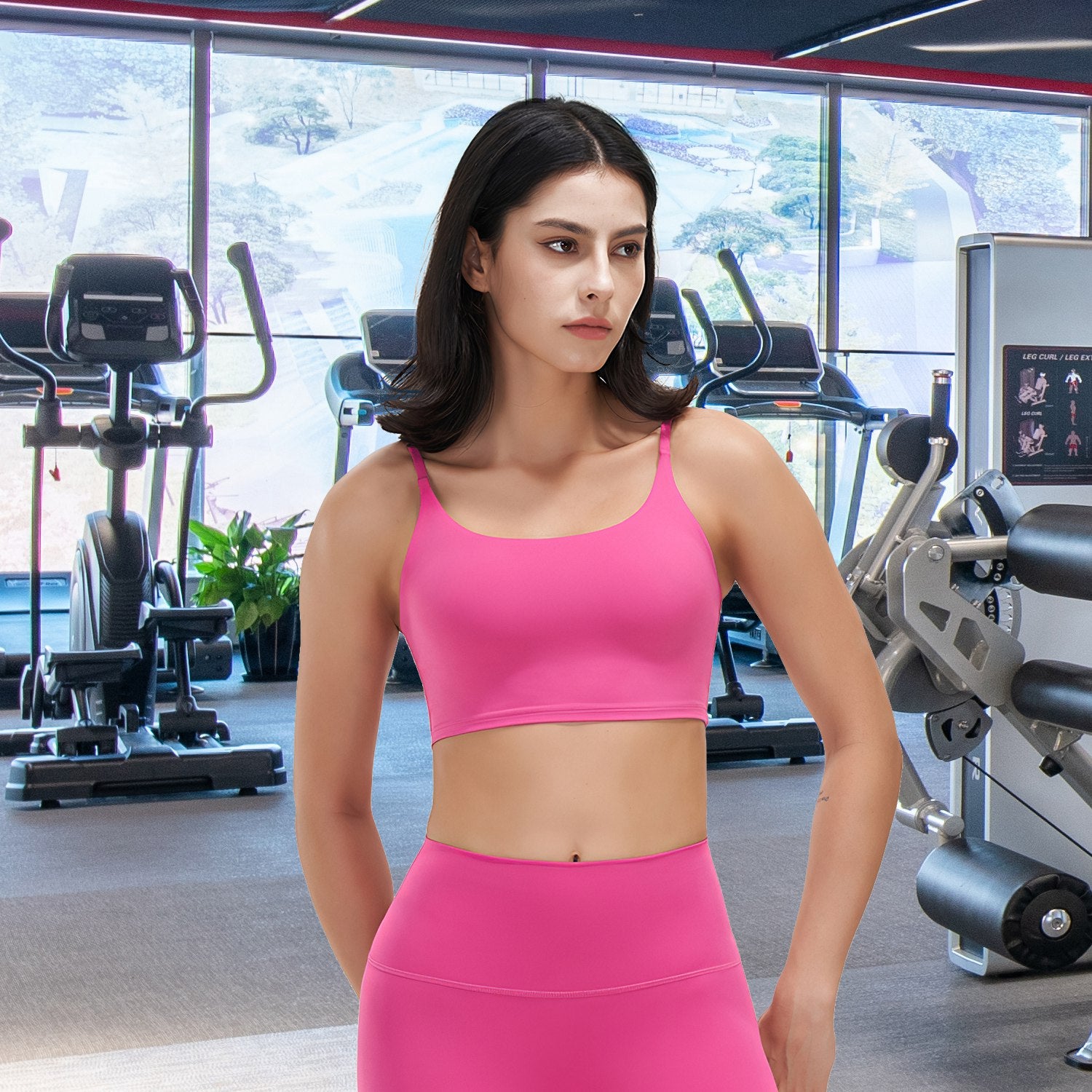 Women Strap Sport Bras Padded Strappy Crop Square Neck Low Impact Bras Sexy