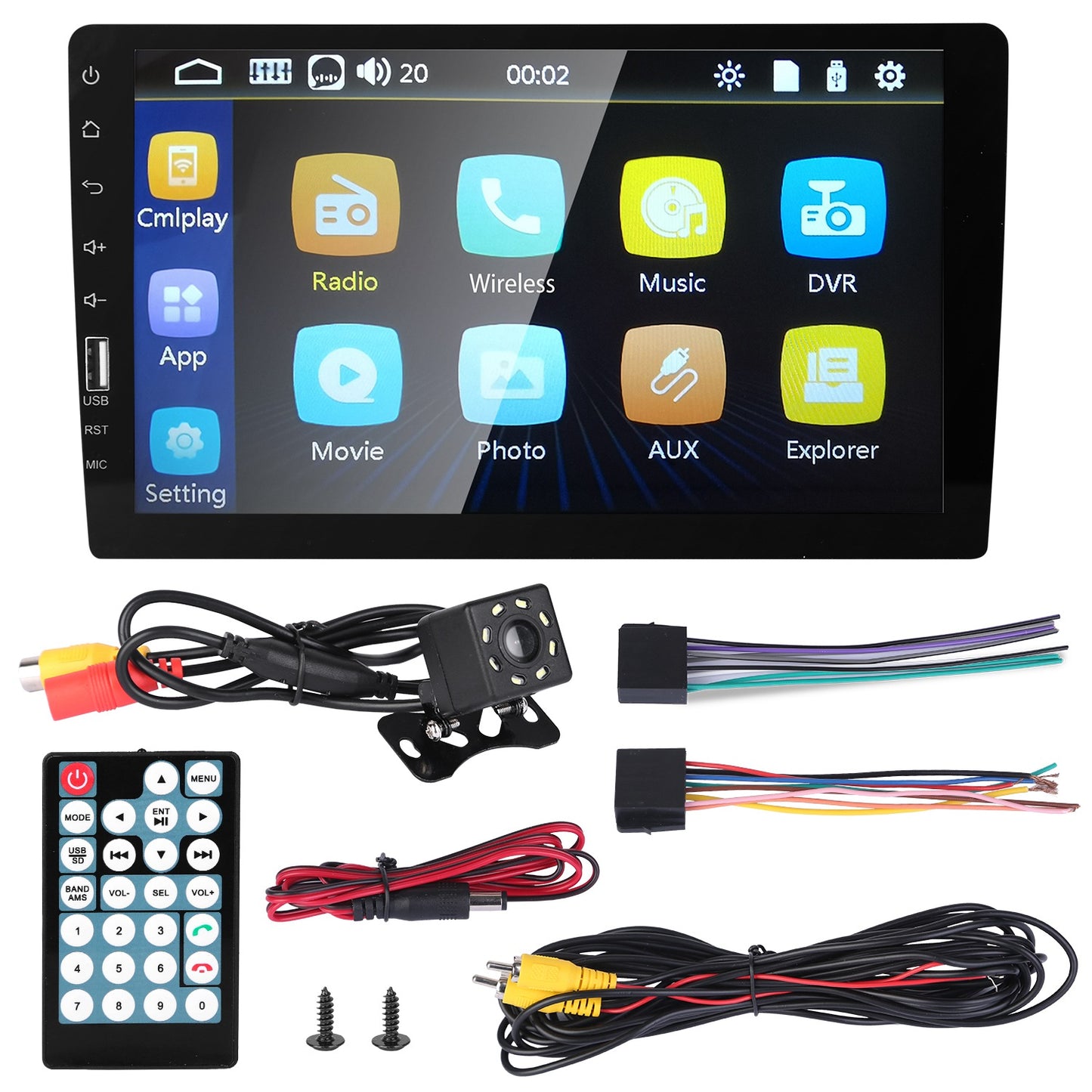 9in Car MP5 Stereo Player Touch Screen 1080P Wireless Car Radio FM USB AUX Back