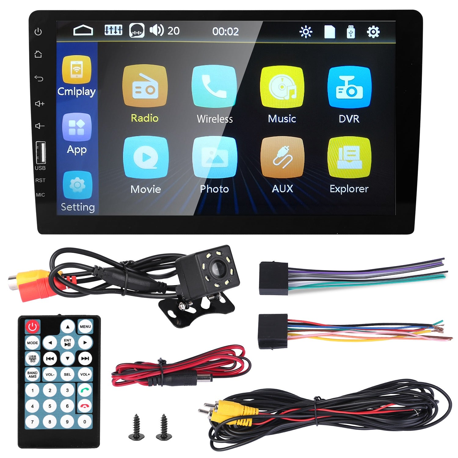 9in Car MP5 Stereo Player Touch Screen 1080P Wireless Car Radio FM USB AUX Back