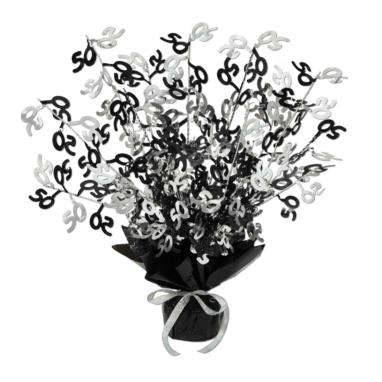 Beistle 50 Black and Silver Gleam N Burst Centerpiece - Over-The-Hill | Party