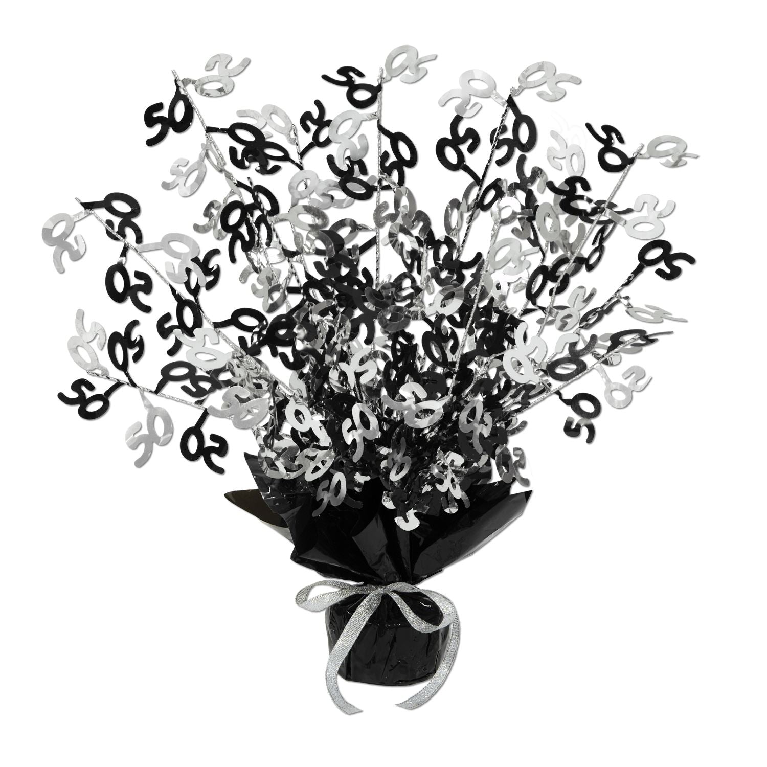 Beistle 50 Black and Silver Gleam N Burst Centerpiece - Over-The-Hill | Party