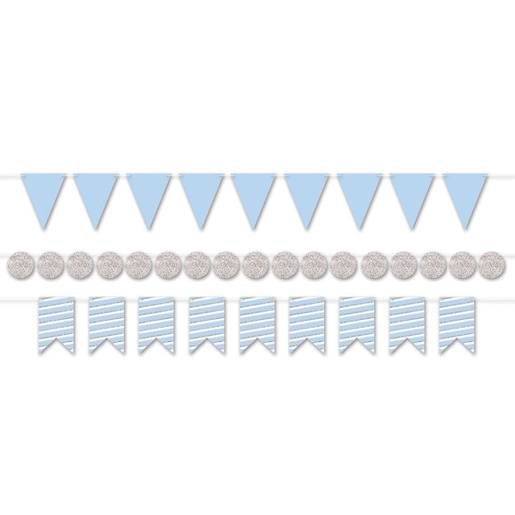 Beistle Mini Streamer Kit - Blue & Silver 2 in  6 in  x 18' (1/Pkg) Party Supply Decoration : General Occasion