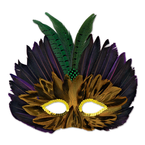 Beistle Mardi Gras Feathered Mask | Party Supply | Decoration