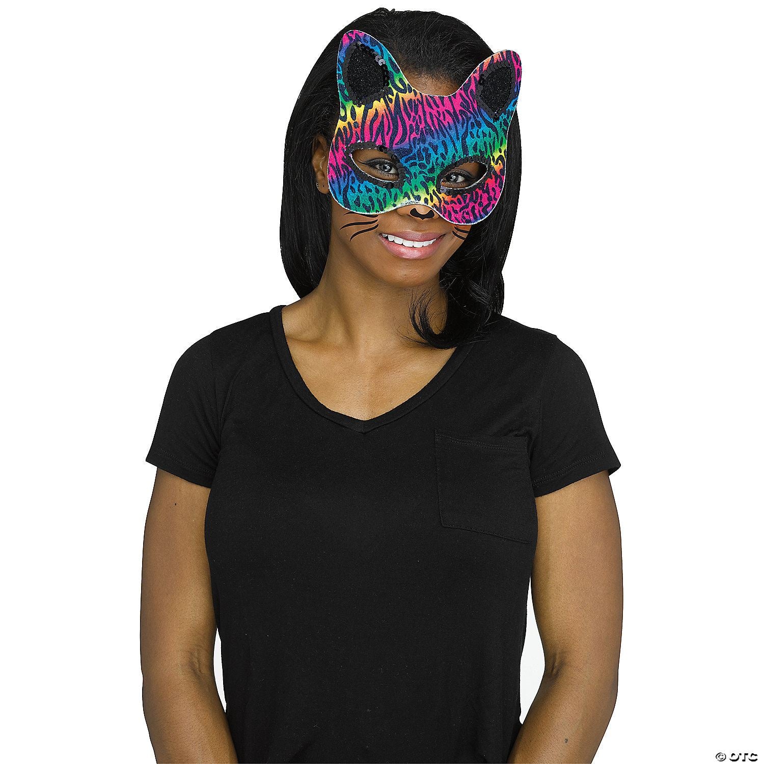 Adults Cat Masks with Tattoos Rainbow