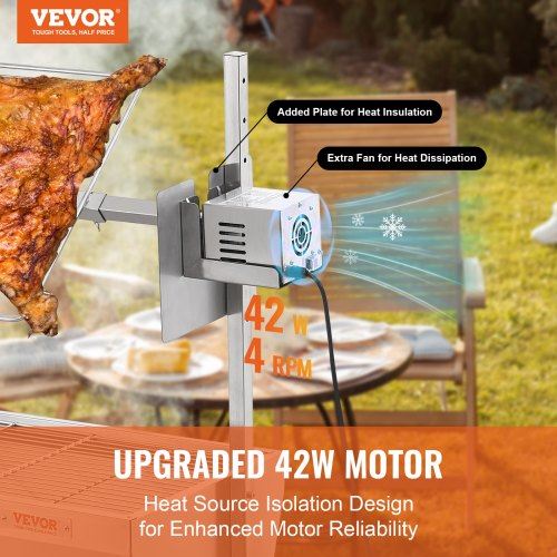 Roaster Spit Rotisserie BBQ Grill Pig Lamb Chicken Roaster 42W 135 lbs