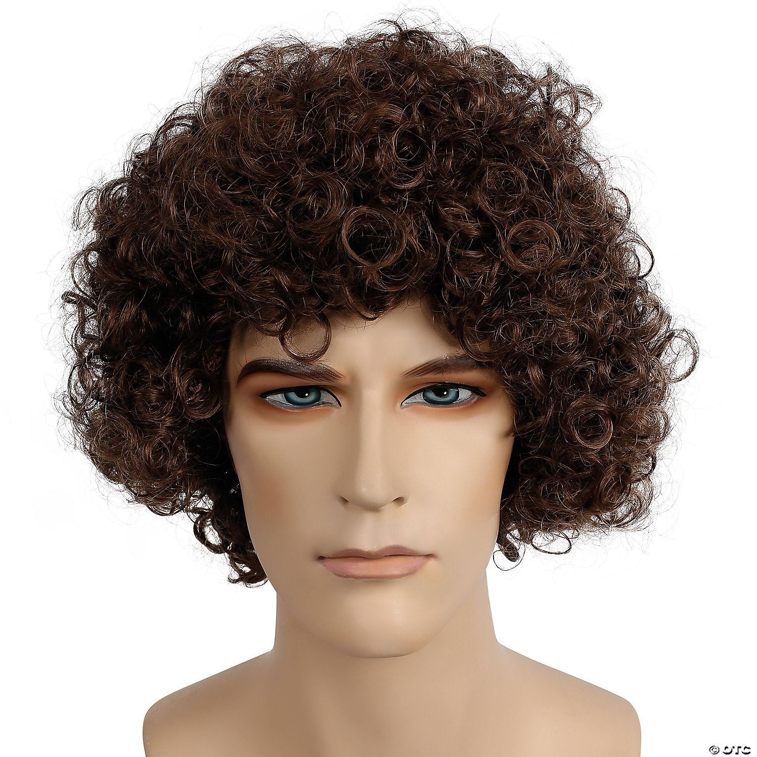 Mens Light Brown Curly Wig