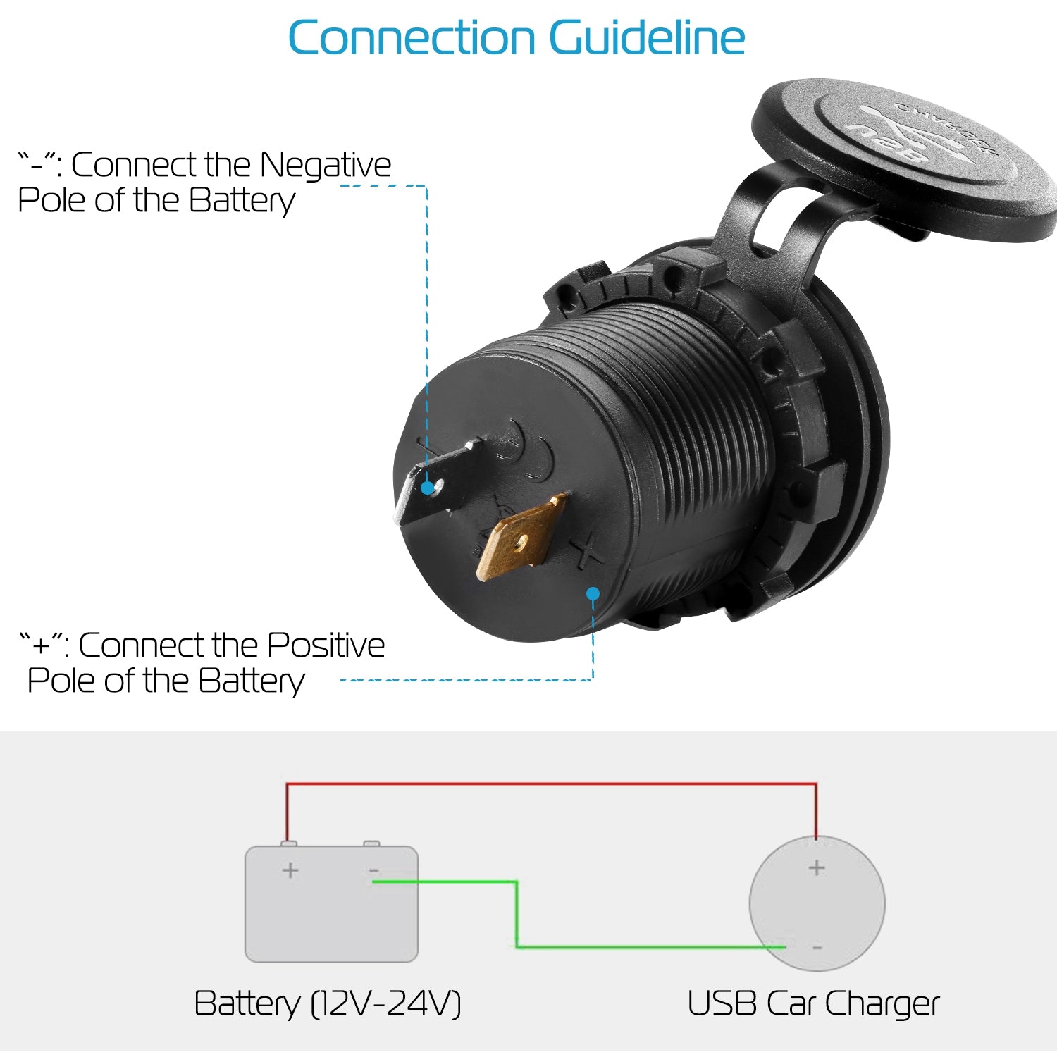1Pc 2 USB Charger 12-24V Car Cigarette Lighter Socket Splitter Dual USB 2.1A