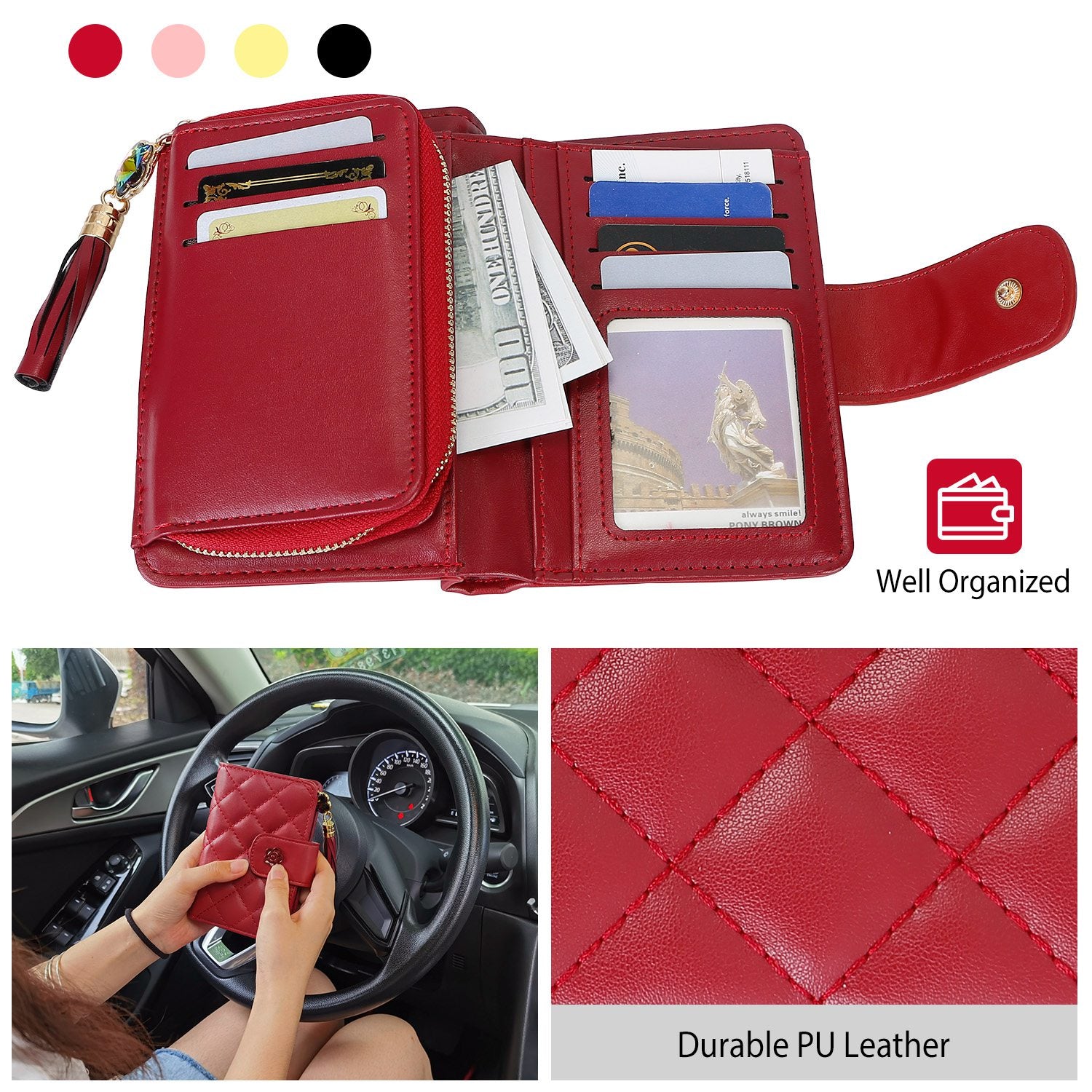 Women Wallet PU Leather Lady Clutch Case Credit Card Holder ID Card Window Coin