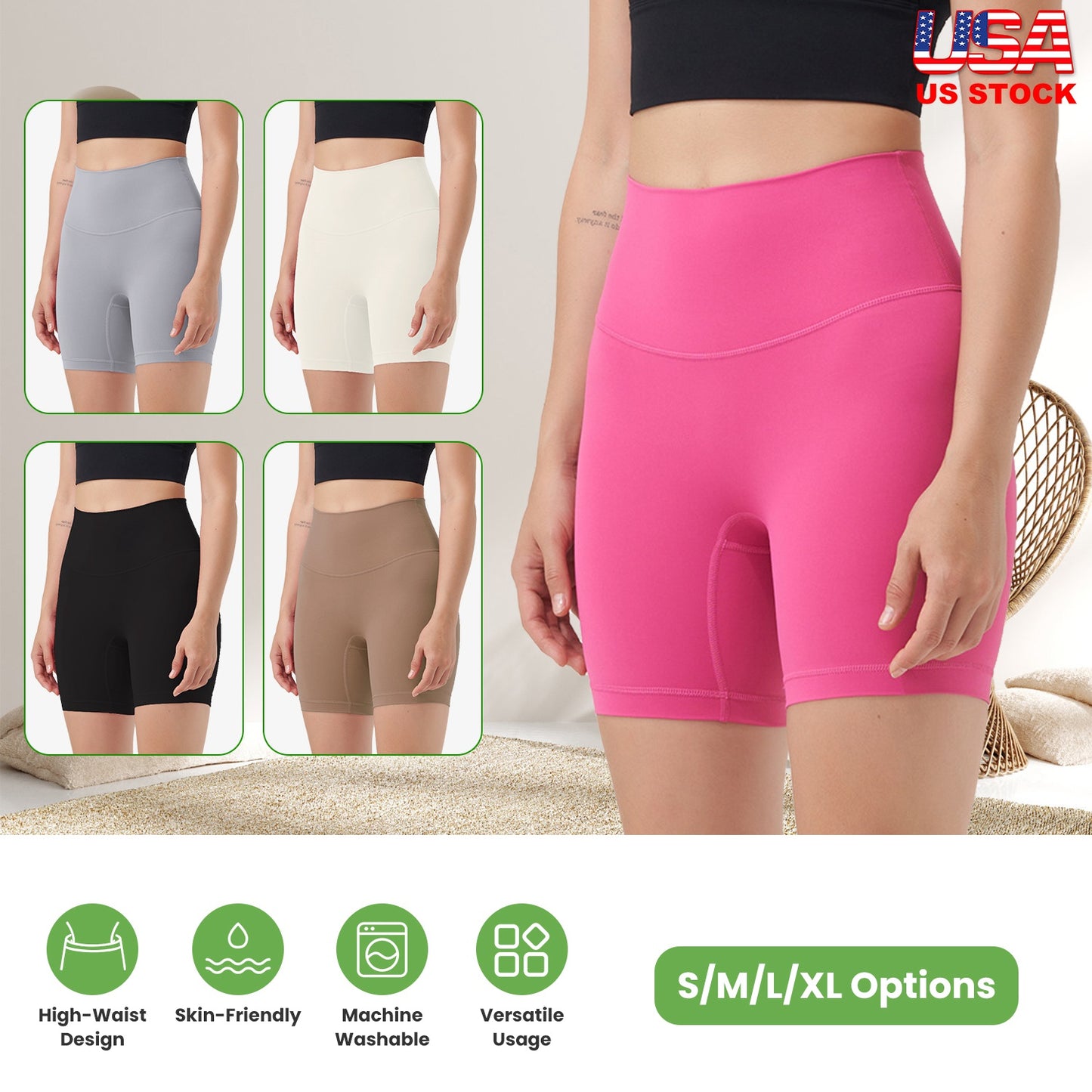 Women s High Waist Biker Shorts Tummy Control Pants Athletic Leggings Spandex