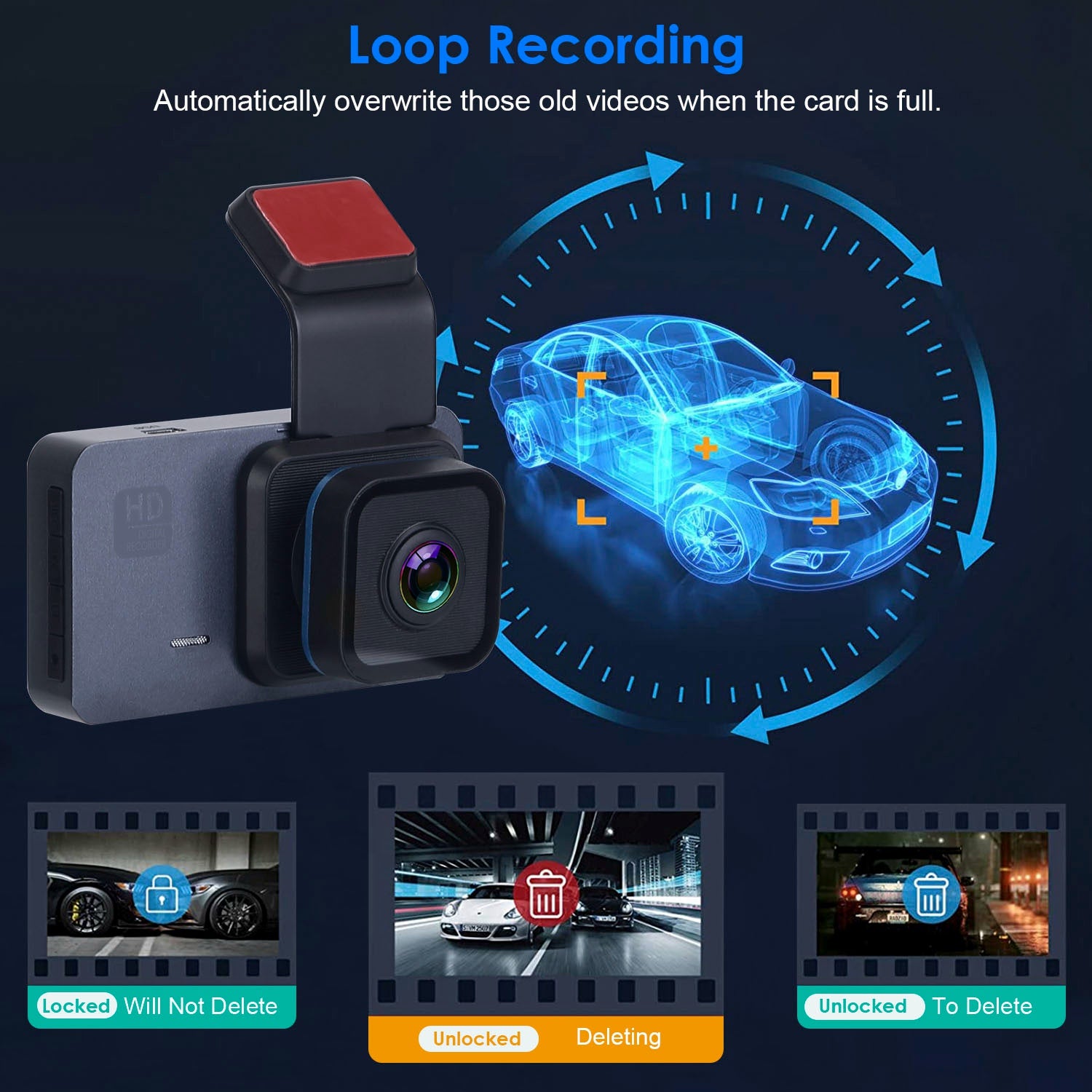 1080P Dual Lens Dash Cam Vehicle Driving Recorder Car DVR with WiFi GPS