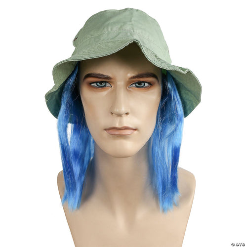 Mens Tramp Clown Hat With Hair | Blue