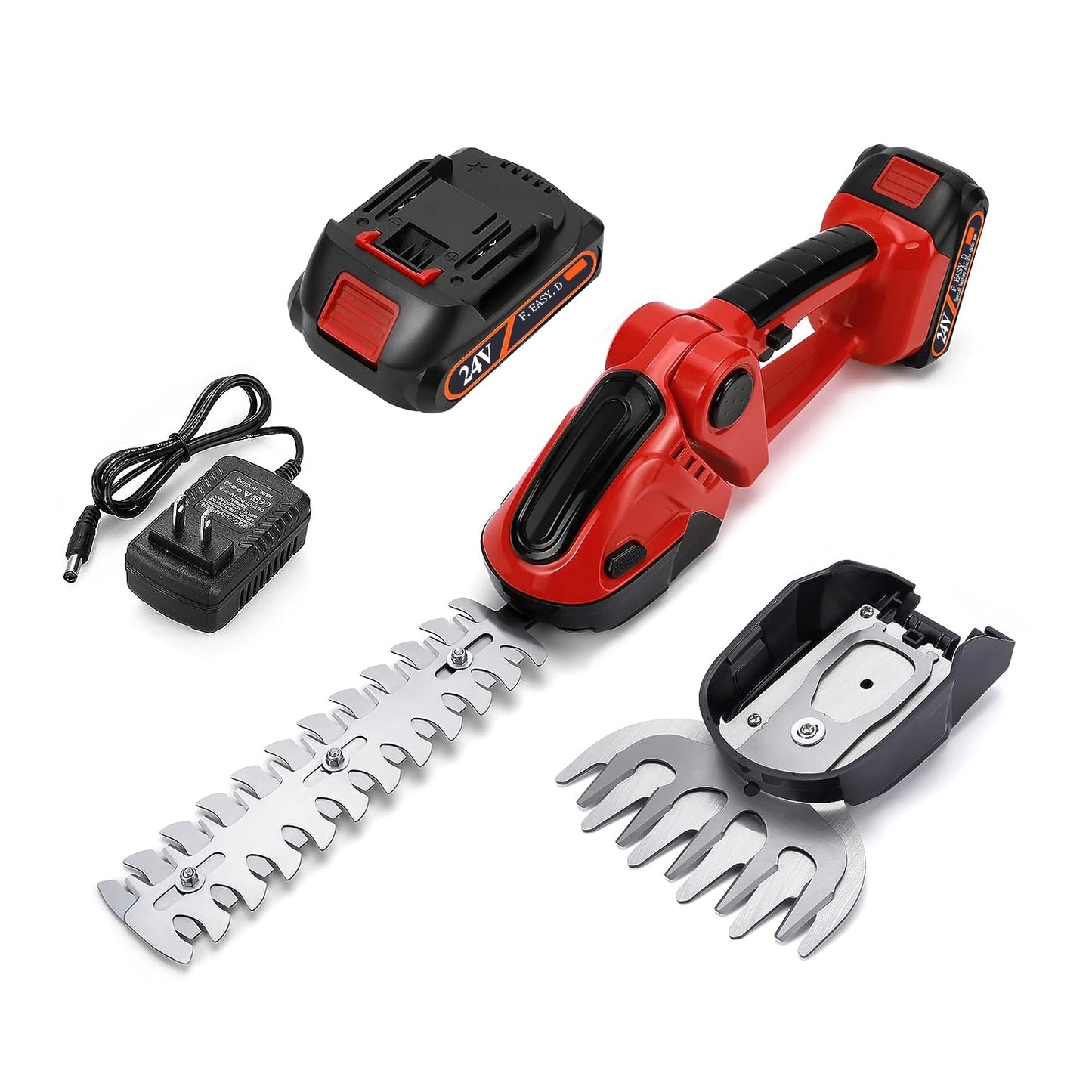 24V Cordless Handheld Grass Shear Hedge Trimmer with 90° Cutting Angle 2Pcs