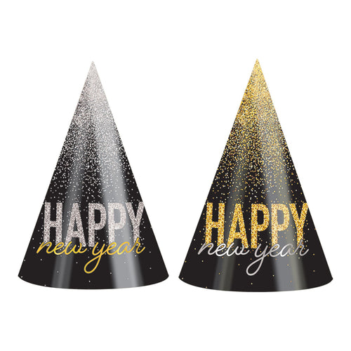 Silver & Gold Midnight Burst Cone Hats Bulk Pack of 25