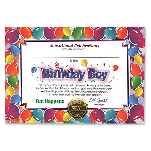 Beistle Birthday Boy Award Certificates | Party Supply | Decoration