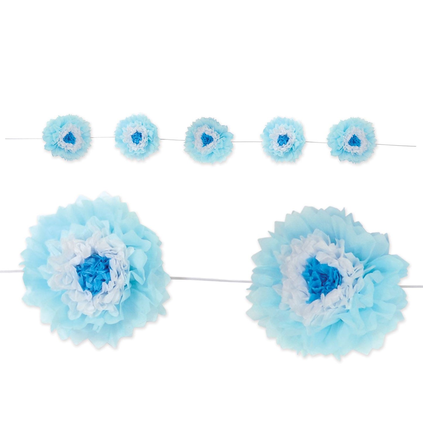 Beistle Light Blue Tissue Flower Garland - Baby Shower | Party Supply