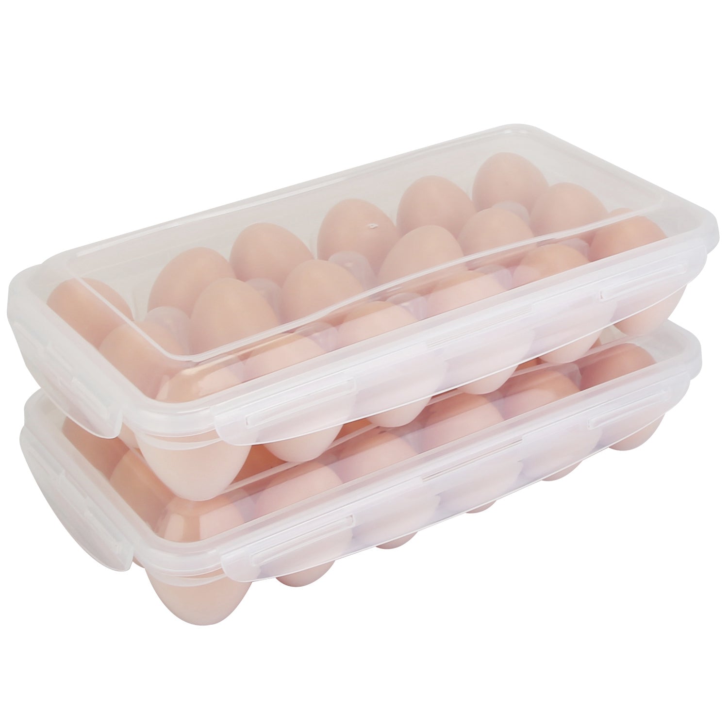 2Pcs Plastic Egg Holder Stackable Egg Storage Box Egg Rack for Refrigerator 18