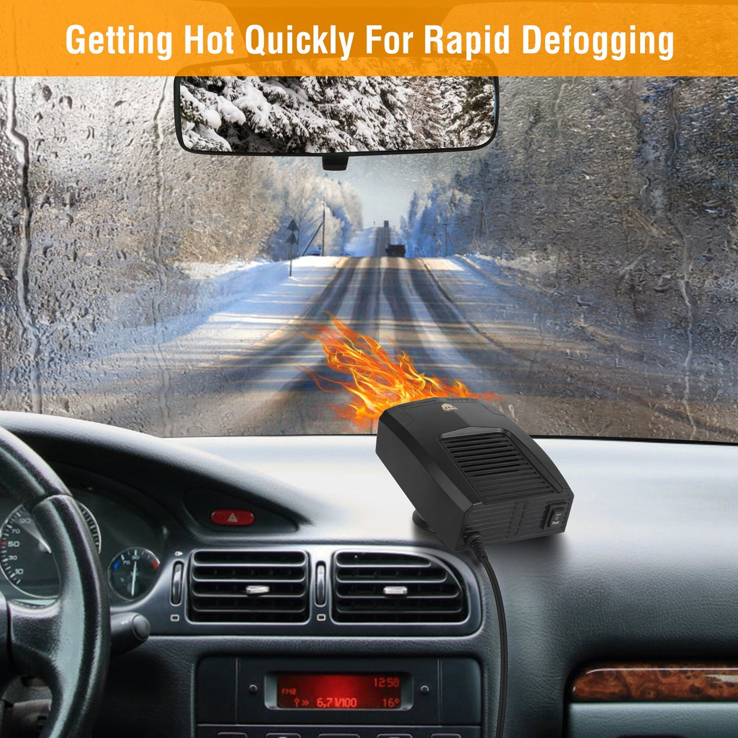 24V 180W Portable Car Heater Heating Fan 2 in 1 Defroster Defogger Demister