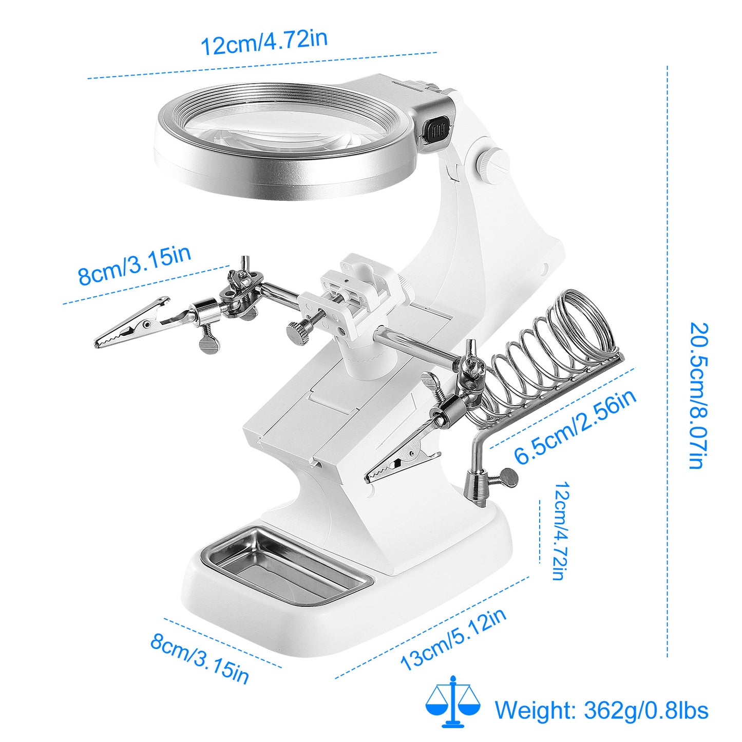 LED Light Helping Hands Magnifying Glass 3X/4.5X w/ 360°Adjust Third Hand
