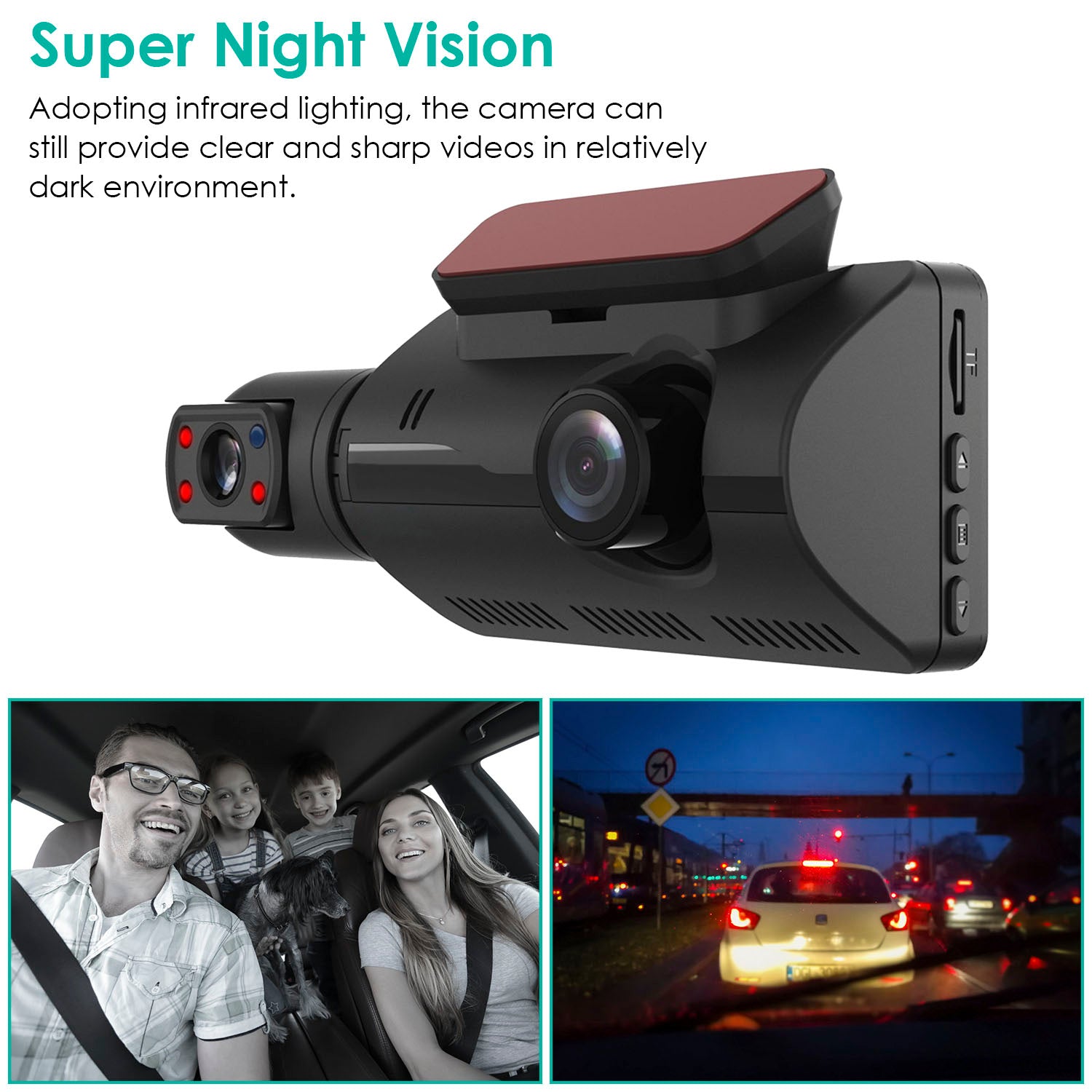 Dual Lens Car DVR Dash Cam Video Recorder 720P Front Inside Camera Loop