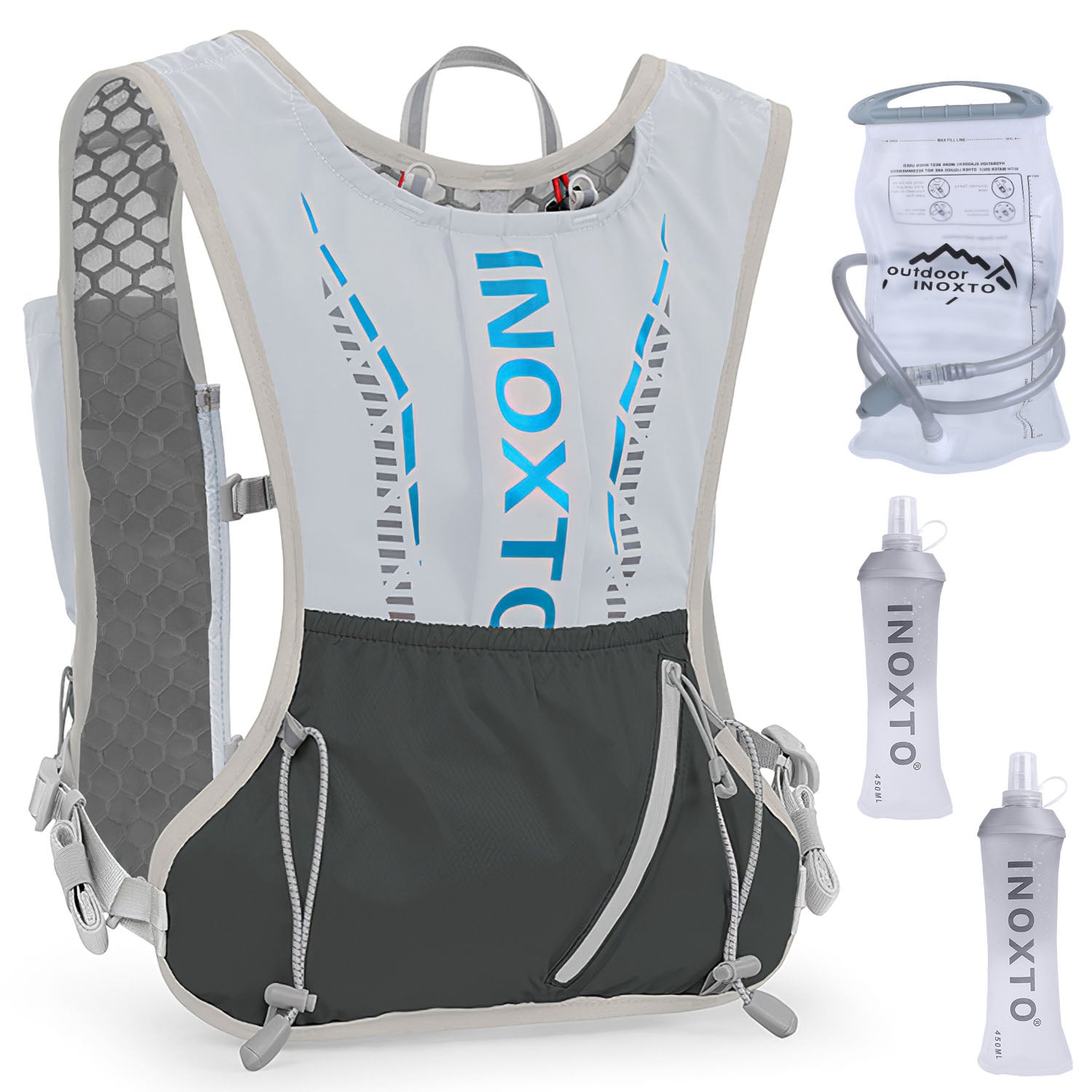 Sport Hydration Vest Running Backpack with 15oz 50oz Water Bladder Adjustab 7884