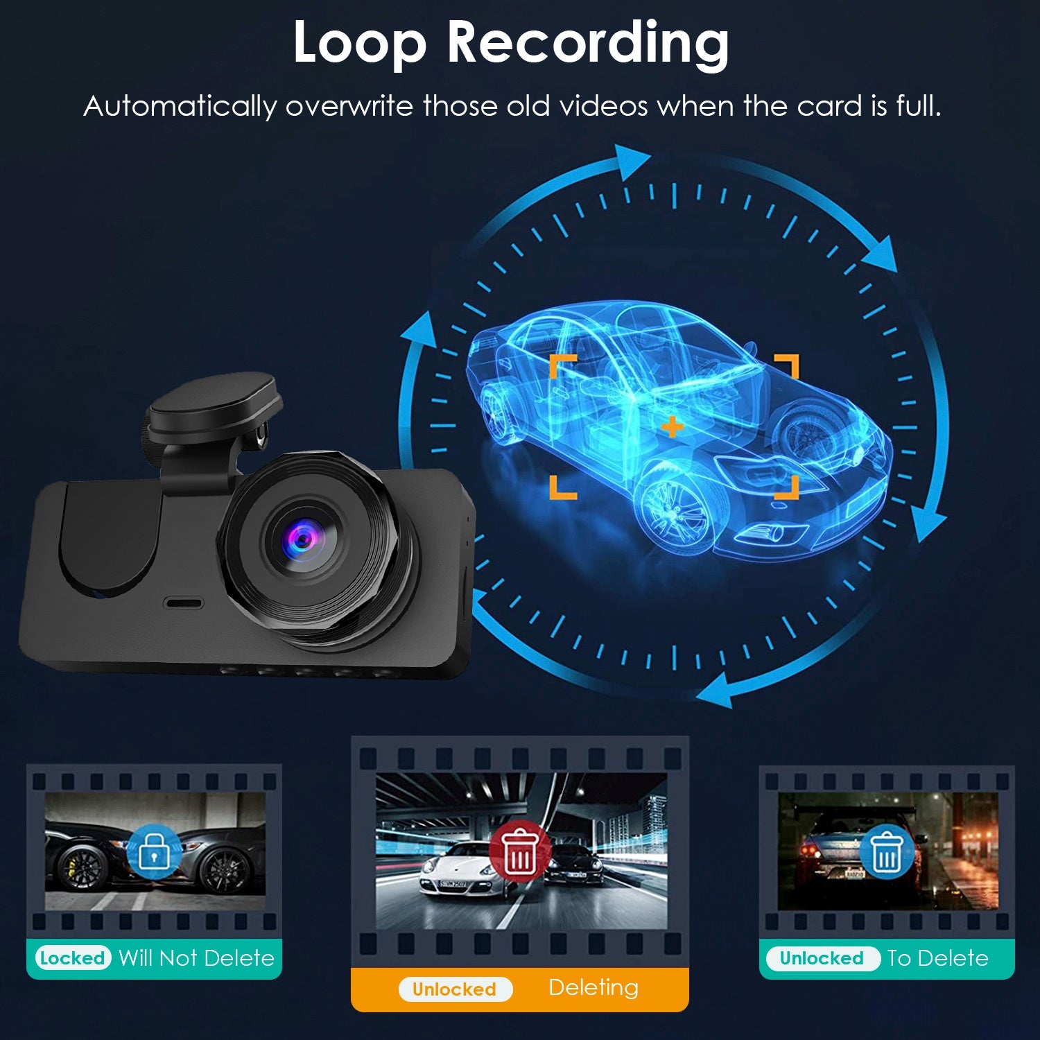 3 Channel Dash Cam Front Inside Rear Vehicle Driving Recorder Car DVR with 32G