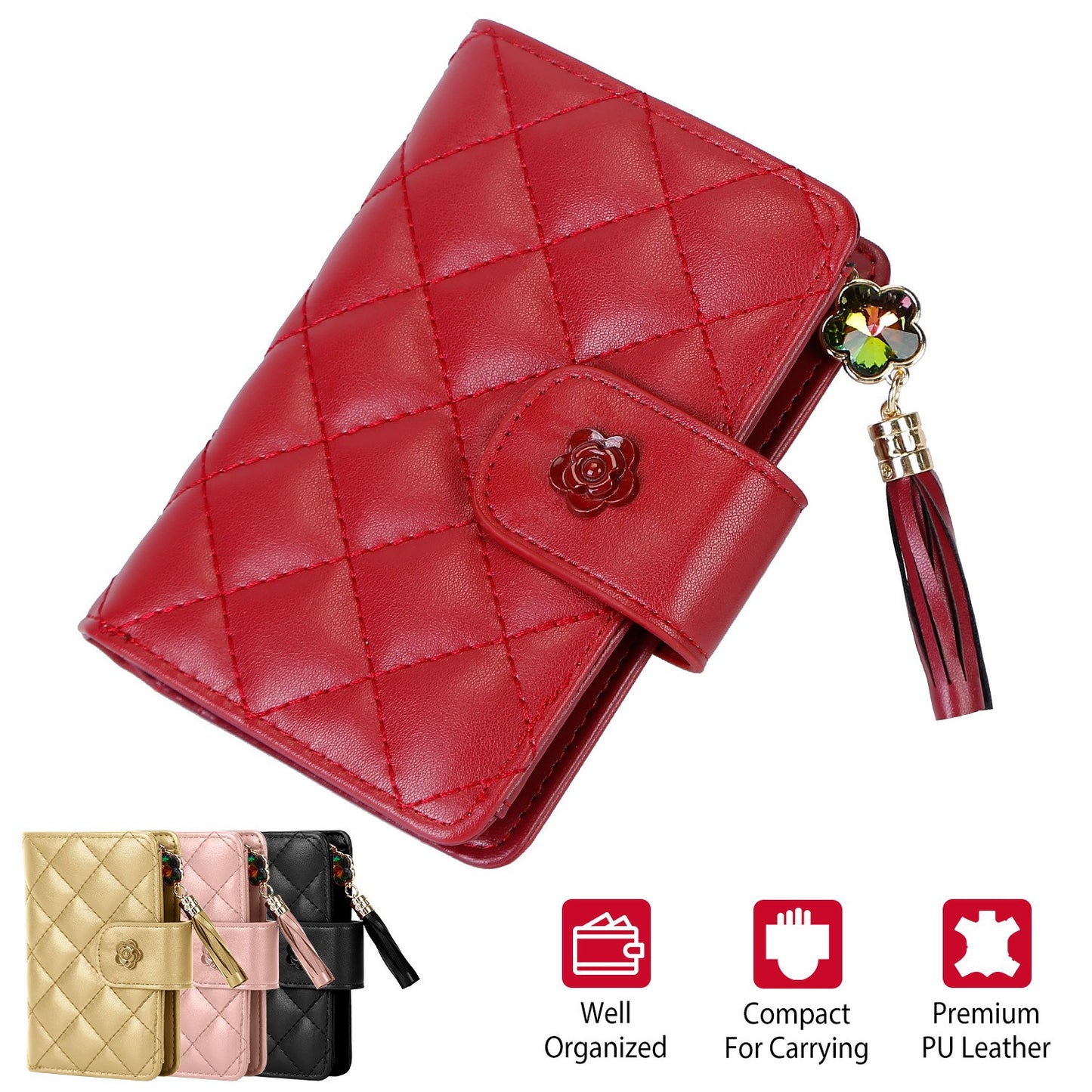 Women Wallet PU Leather Lady Clutch Case Credit Card Holder ID Card Window Coin