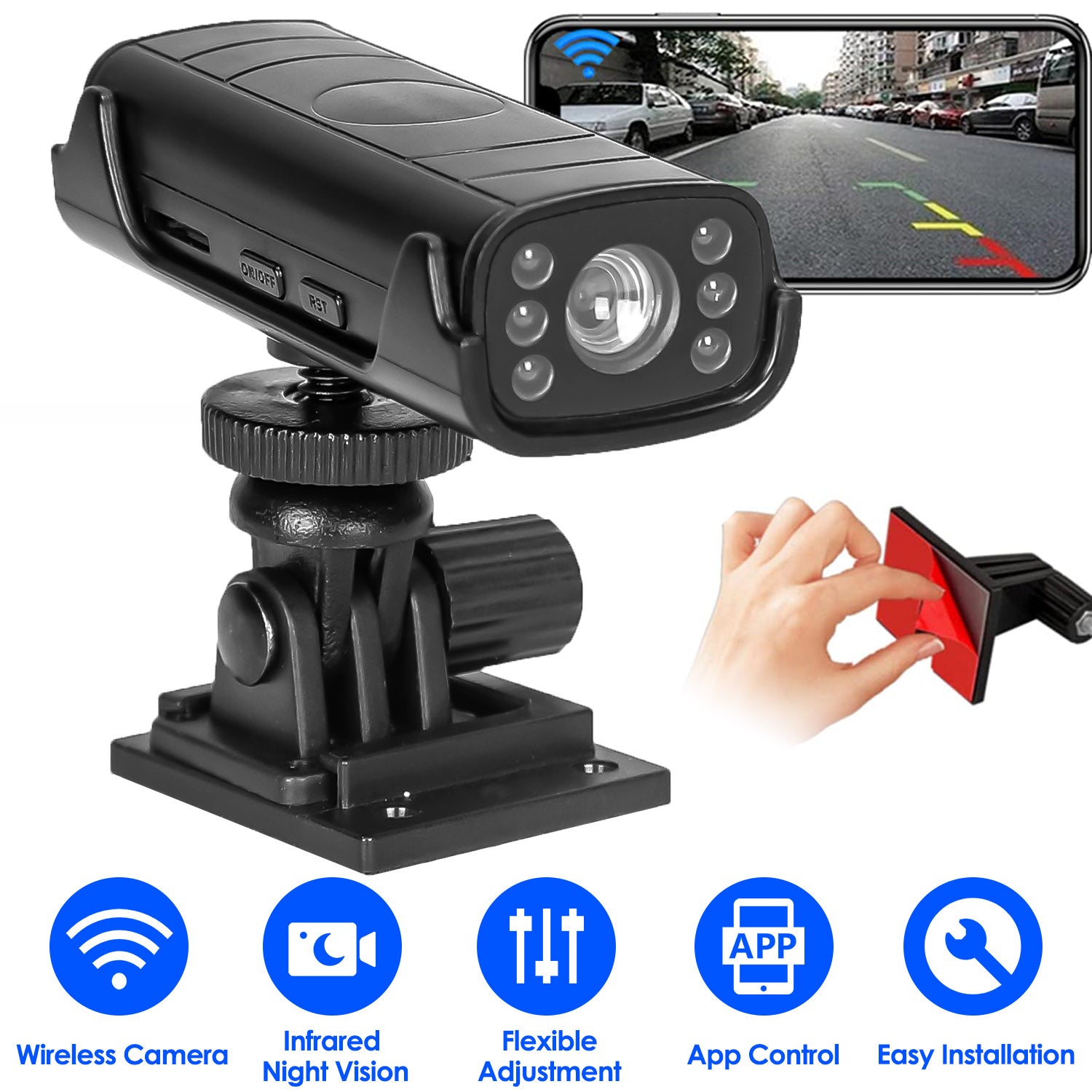 Wireless Camera Reverse Hitch Guide Camera Vehicle Backup Rechargeable Camera