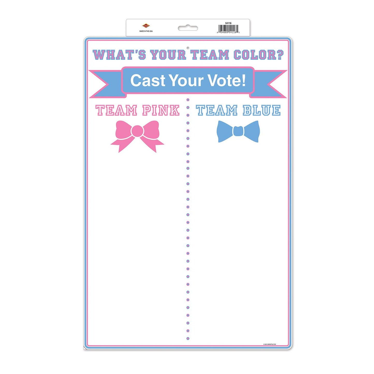 Beistle Gender Reveal Team Voting Tally Board - Baby Shower | Party Supply