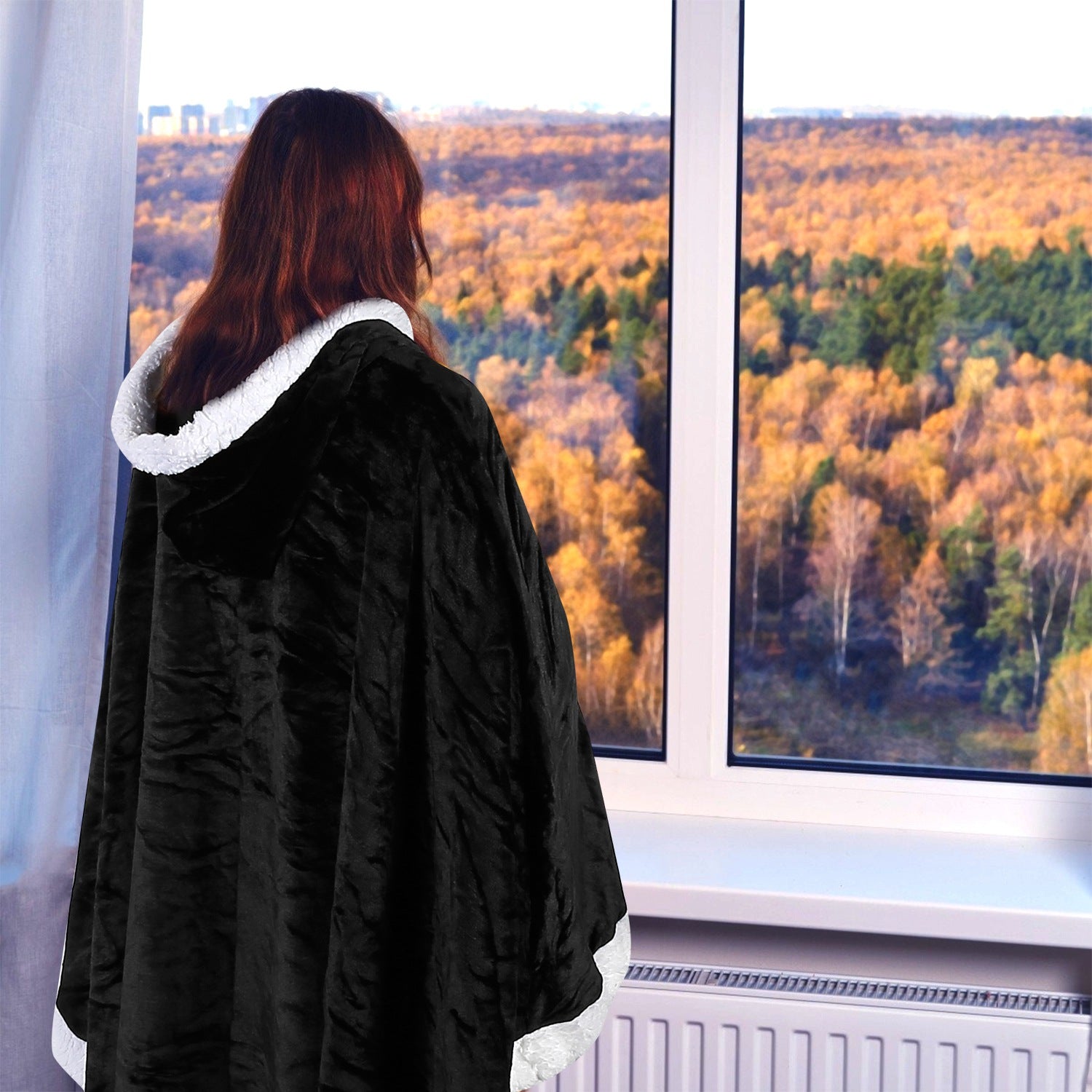 Hoodie Blanket Wrap Wearable Hoodie Snuggle Robe Sweatshirt Soft Lined Cuddle