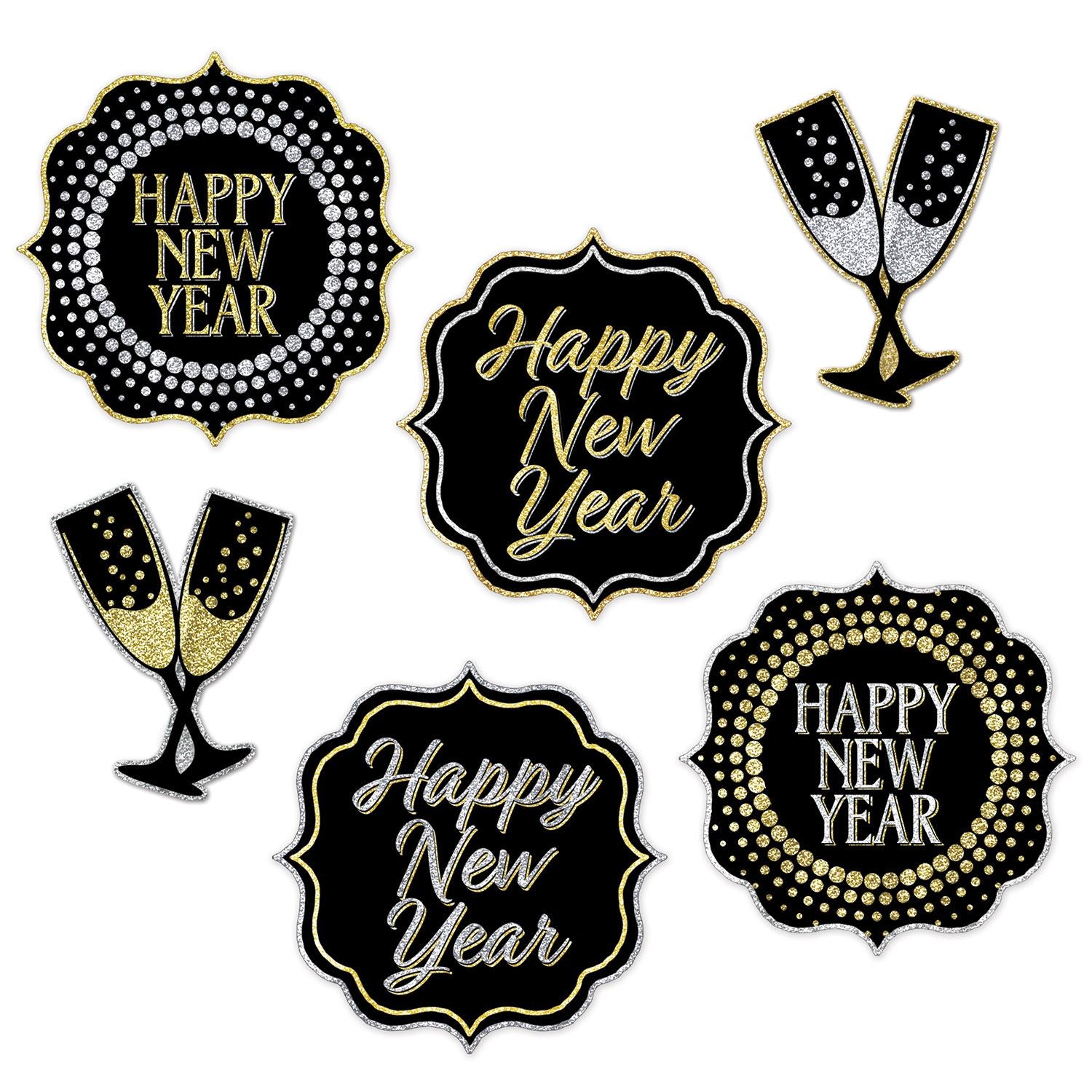 Beistle New Year Cutouts - 6 Pieces - New Years | Party Supply | Decoration
