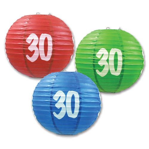 Beistle "30" Paper Lanterns - Birthday-Age Specific | Party Supply