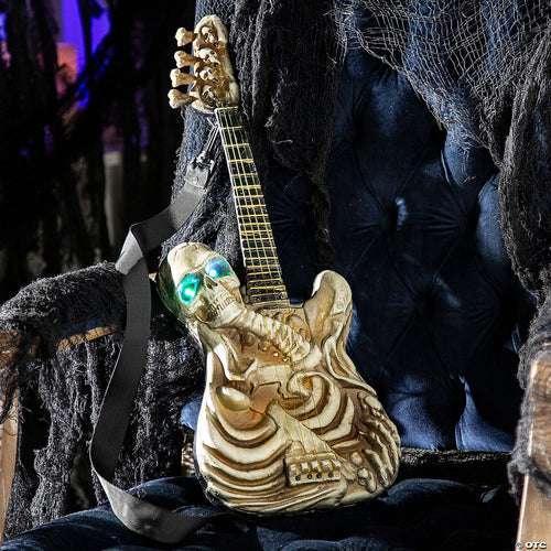 2 Ft. Light-Up Ukulele-Shaped Plastic Skeleton Halloween Decoration