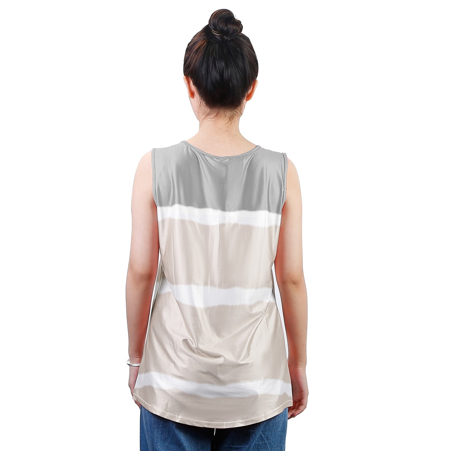 Women Tie-dye Sleeveless Tank Tops Summer Loose T Shirts Tops Button Down
