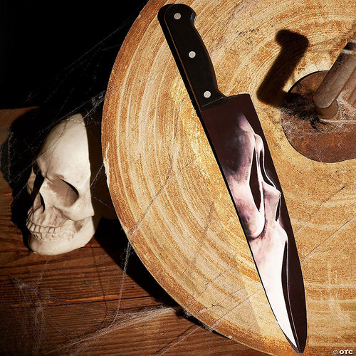 Chef Knife 15 inch Ghost Face Graphic Blade | Halloween Decoration