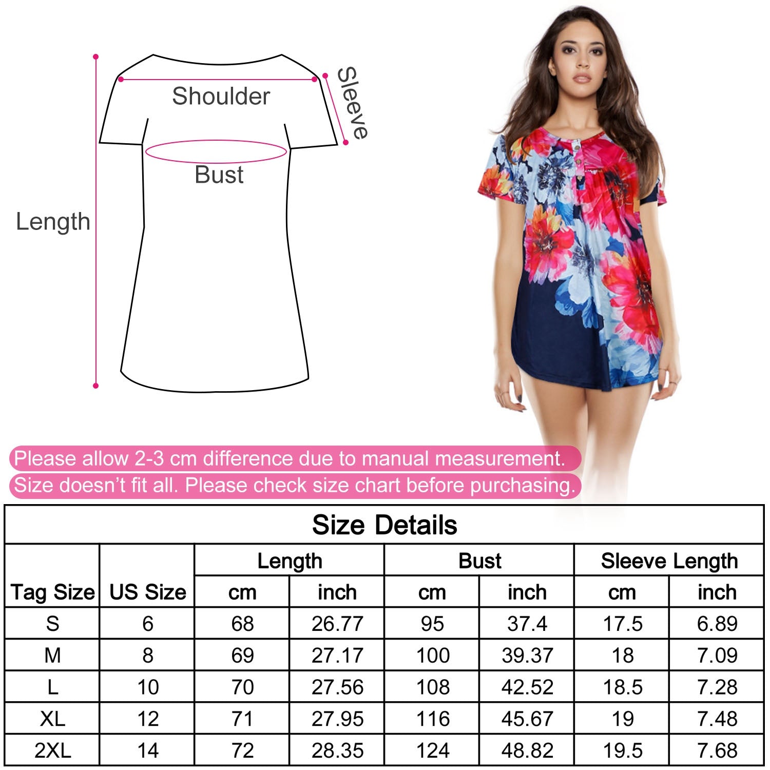 Women Summer Shirts Tops Loose Short Sleeve T Shirts Casual Floral Printed