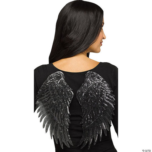 Mens | Adult Black Metallic Fabric Foam Wings Costume Accessory