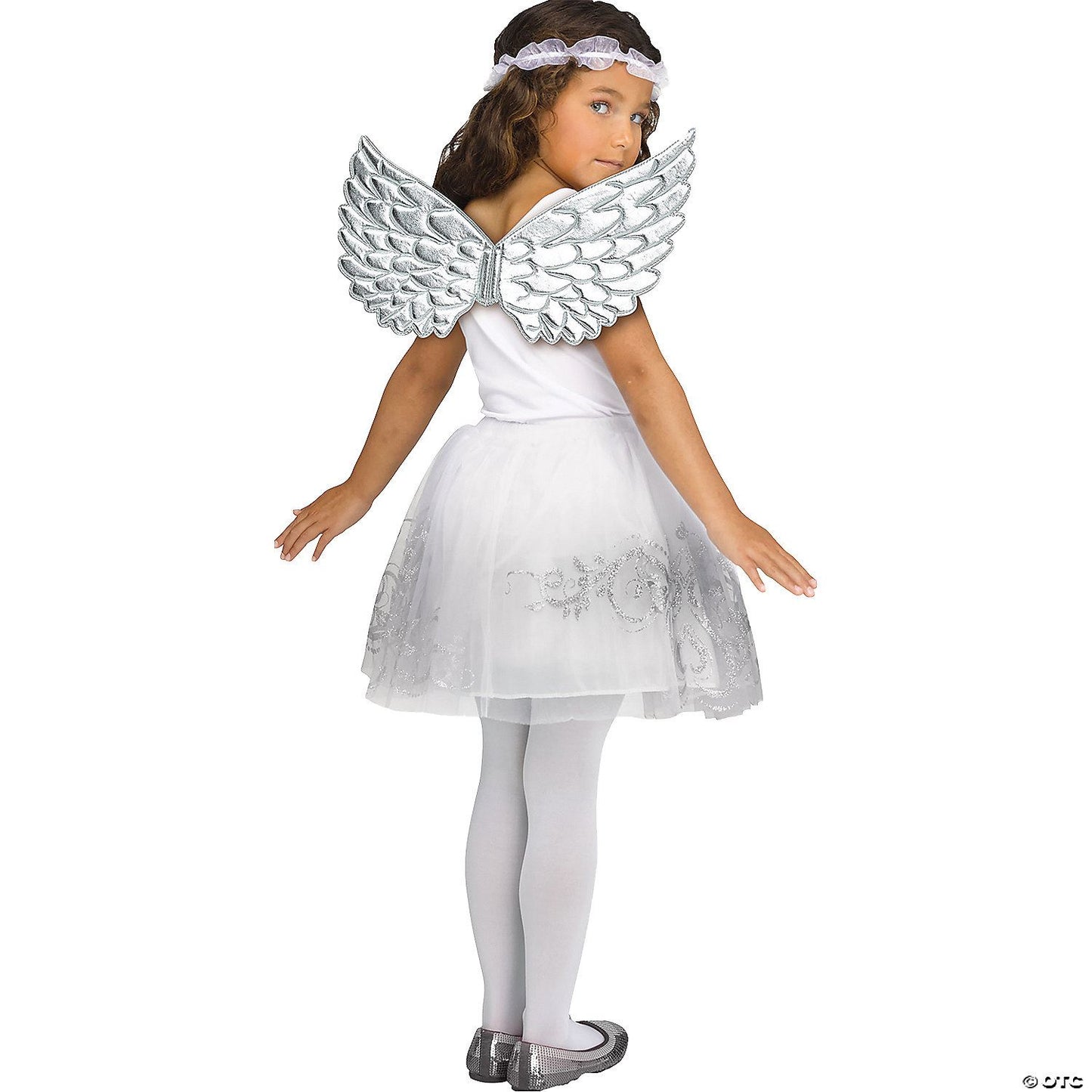 Mens | Adult Silver Metallic Fabric Foam Wings Costume Accessory