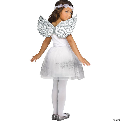 Mens | Adult Silver Metallic Fabric Foam Wings Costume Accessory