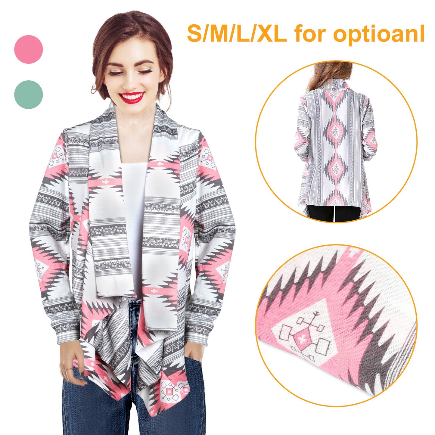 Women Open Front Cardigan Long Sleeve Shawl Neck Breathable Cardigan Well