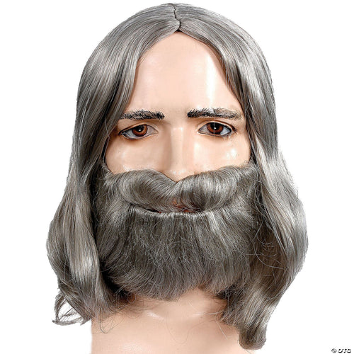 Mens Biblical Wig & Beard Set | Brown/Gray