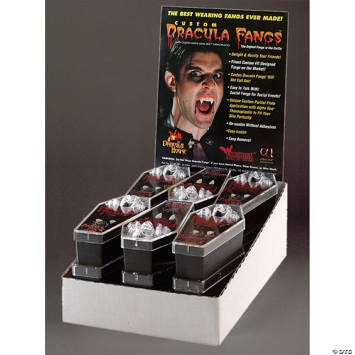 Dracula Fangs Display - 12 Pairs 01MD
