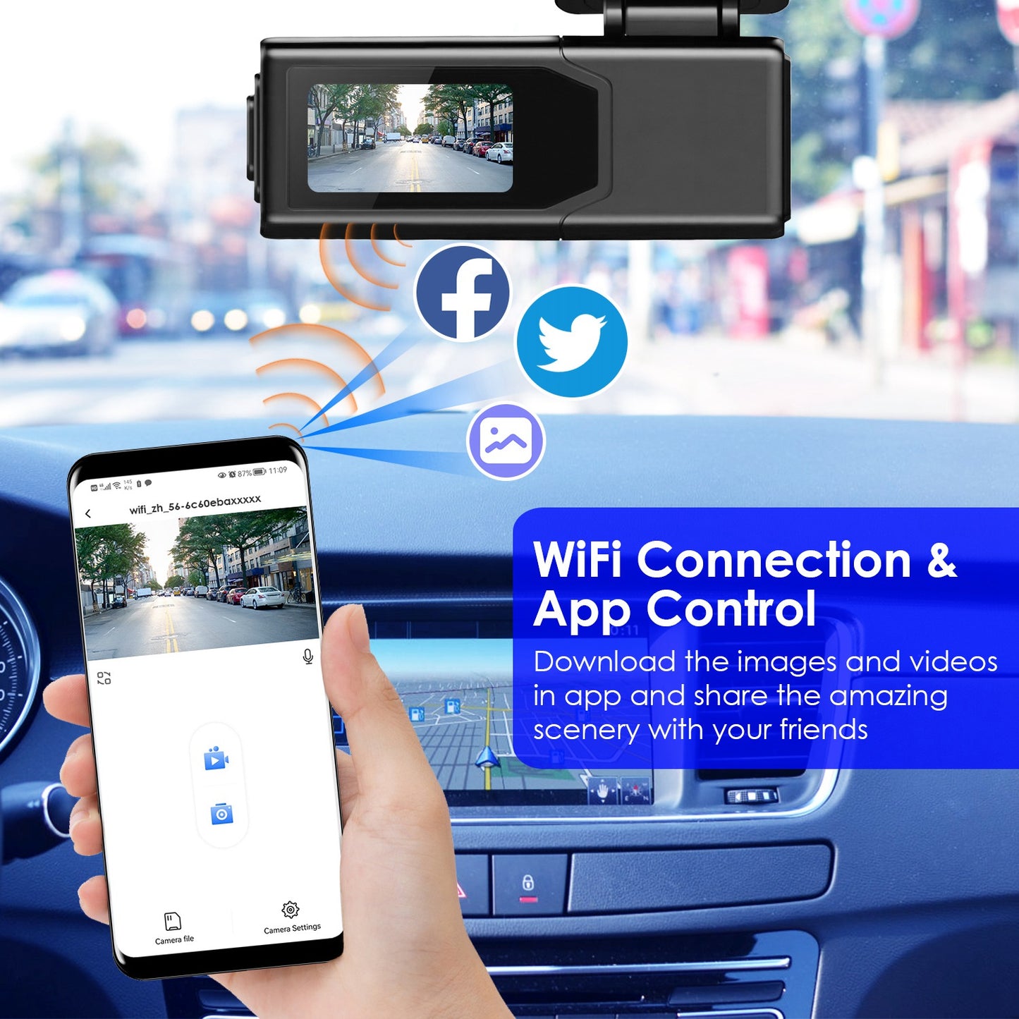 2K HD Front Dash Cam For Car With IPS Screen Night Vision Loop Recording