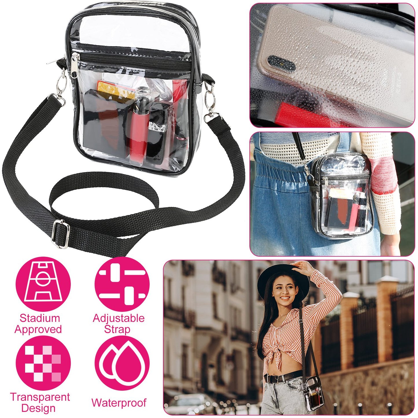Clear Crossbody Bag Stadium Approved Clear Purse Transparent Small Shoulder Bag