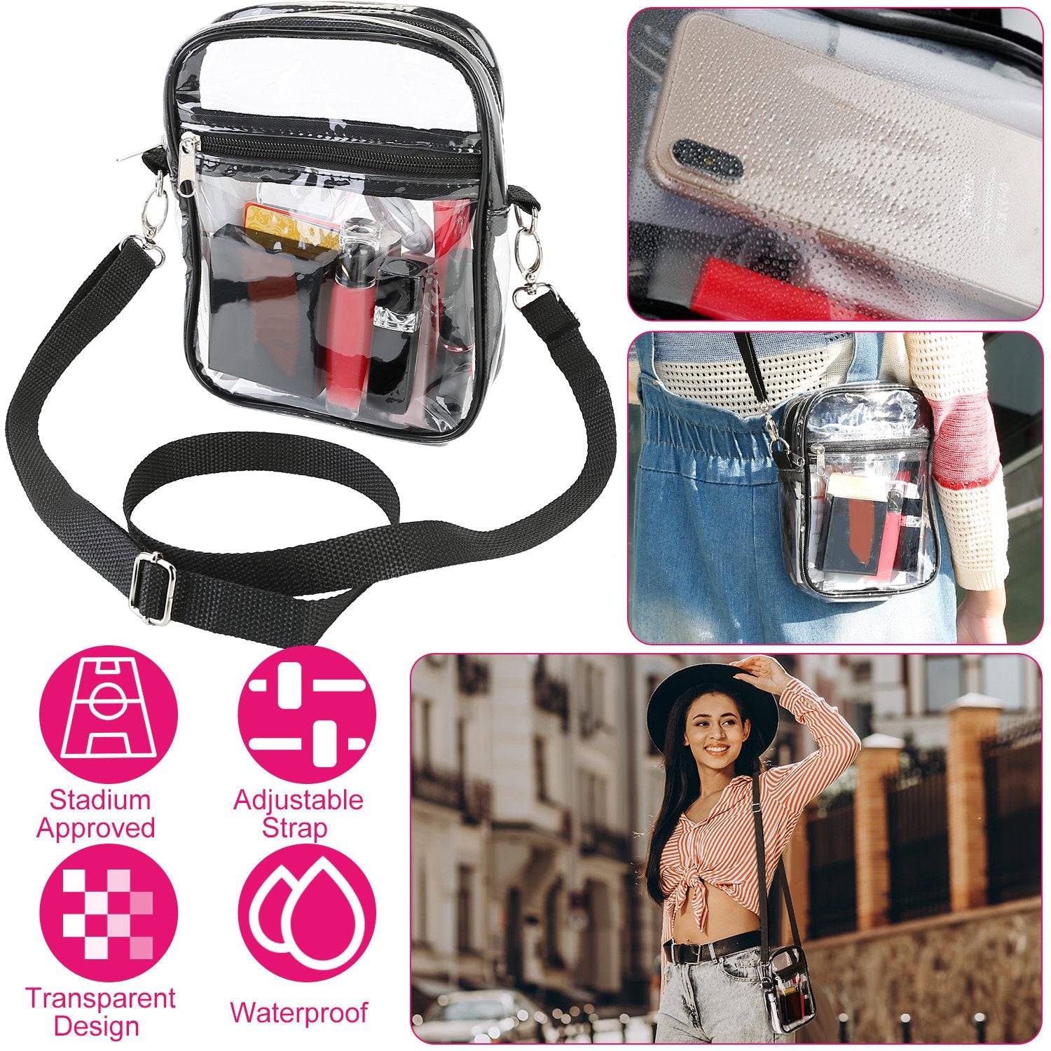 Clear Crossbody Bag Stadium Approved Clear Purse Transparent Small Shoulder Bag