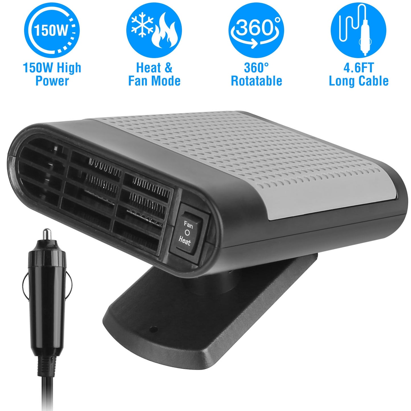24V 200W Portable Car Heater Heating Fan 2 in 1 Defroster Defogger Demister