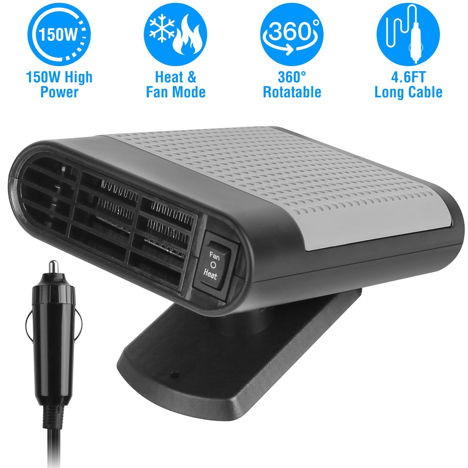 24V 200W Portable Car Heater Heating Fan 2 in 1 Defroster Defogger Demister